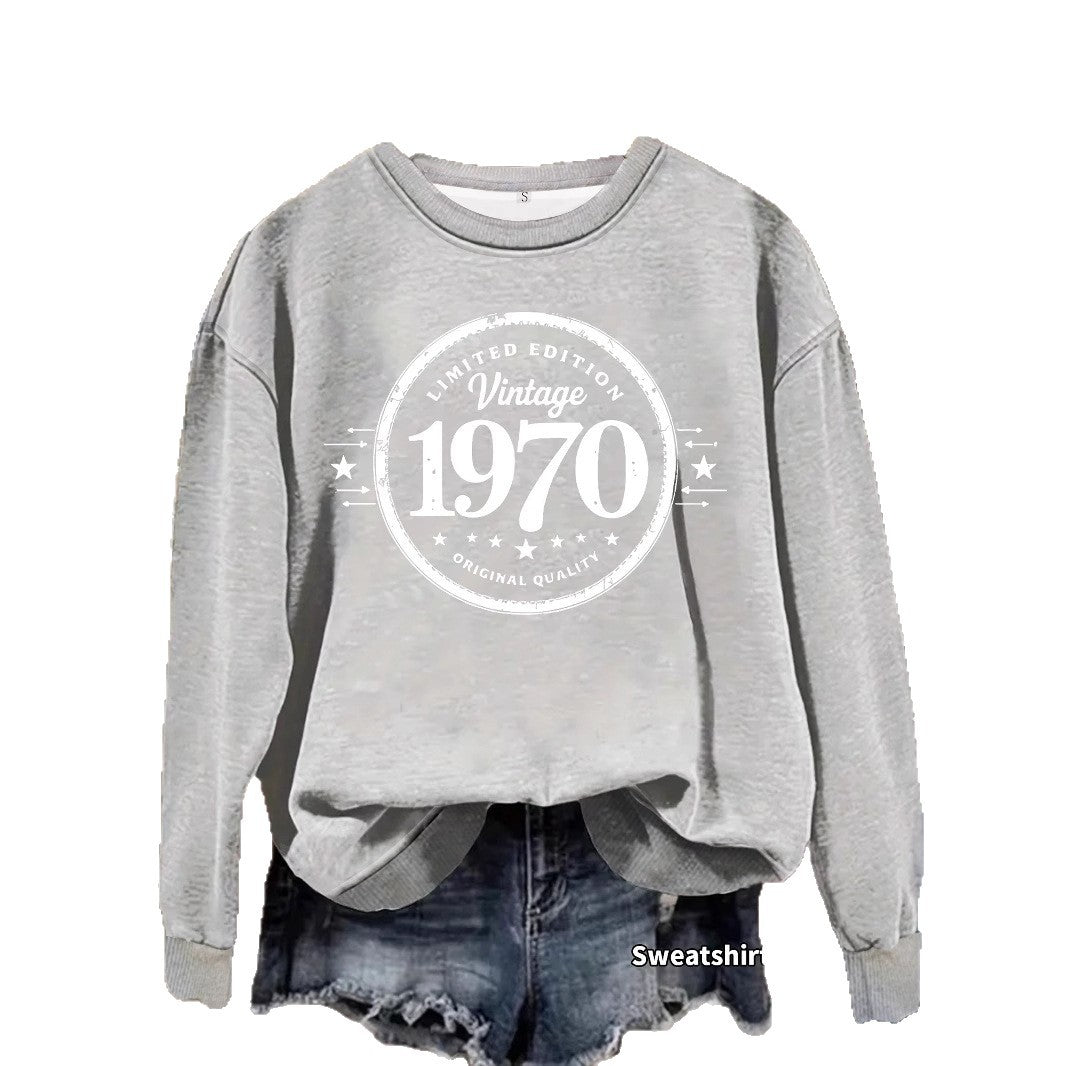 1970 printed hoodie for women
